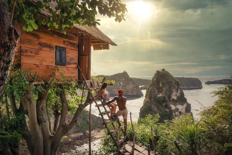 a couple in a tree house in Bali, Indonesia